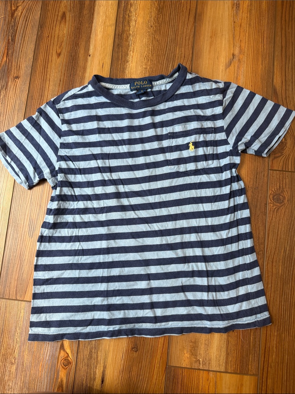 Polo by Ralph Lauren Navy & Light Blue Striped Pocket Tee